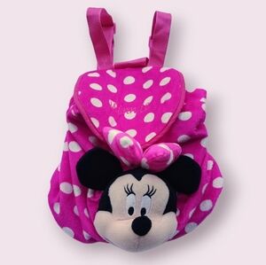 *Like New* Minnie Mouse Plush Pink White Polka Dot Knapsack Back Pack